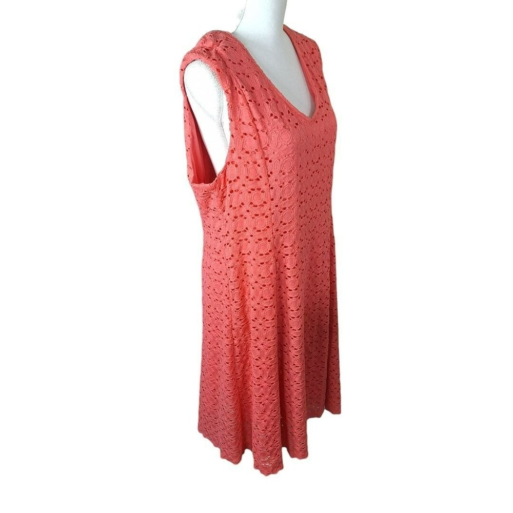 Liz Claiborne Dress Eyelet Lace Pink Peach Salmon Womens Plus Size 18‎ New Tags